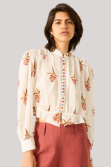Alix of Bohemia - Ryland Persimmon Flower Shirt - OFFWHITE