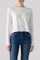 Amo - Linen Long Sleeve Babe Tee - WHITE