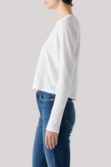 Amo - Linen Long Sleeve Babe Tee - WHITE