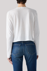 Amo - Linen Long Sleeve Babe Tee - WHITE