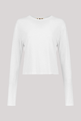 Amo - Linen Long Sleeve Babe Tee - WHITE
