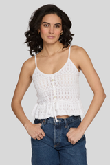 Autumn Cashmere - Button Front Pointelle Cami Tank - WHITE