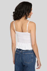 Autumn Cashmere - Button Front Pointelle Cami Tank - WHITE