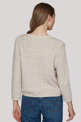 Autumn Cashmere - Cropped Texture Stitch V-Neck Jacket - NATCOMBO