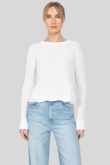 Autumn Cashmere - Scalloped-Hem Shaker Sweater - BLEACHWH