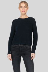 Autumn Cashmere - Scalloped-Hem Shaker Sweater - NAVYBLUE