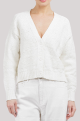 Autumn Cashmere - Solid Cropped V Neck Cardigan - WHITE