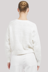 Autumn Cashmere - Solid Cropped V Neck Cardigan - WHITE