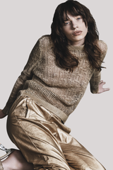 Avan Toi - Hand Painted and Laminated Net Stitch Round Neck Pullover - SUGHERO