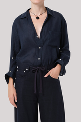 Citizens of Humanity - Kayla Shrunken Linen Shirt - TRUENAVY
