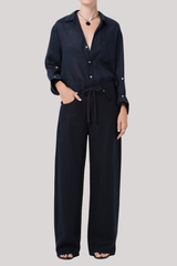 Citizens of Humanity - Kayla Shrunken Linen Shirt - TRUENAVY