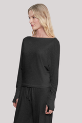 Enza Costa - Cashmere Dolman Top - CHARCOAL