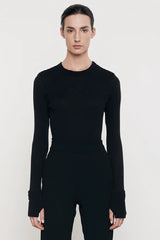 Enza Costa - Cashmere Easy Cuffed Crew - BLACK