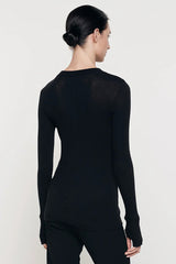 Enza Costa - Cashmere Easy Cuffed Crew - BLACK