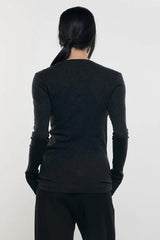 Enza Costa - Cashmere Easy Cuffed Crew - CHARCOAL