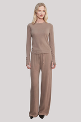 Enza Costa - Cashmere Easy Cuffed Crew - WALNUT