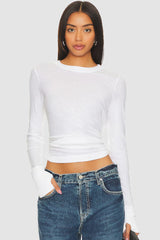 Enza Costa - Cashmere Easy Cuffed Crew - WHITE