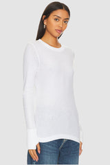Enza Costa - Cashmere Easy Cuffed Crew - WHITE