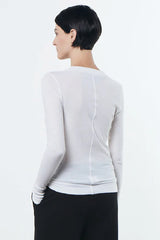 Enza Costa - Cashmere Easy Cuffed U-Neck Top - WHITE