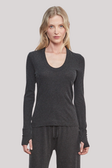 Enza Costa - Cashmere Easy Cuffed U - CHARCOAL