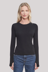 Enza Costa - Cashmere New Classic Long Sleeve Crew - BLACK