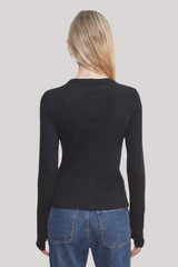 Enza Costa - Cashmere New Classic Long Sleeve Crew - BLACK