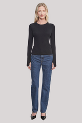 Enza Costa - Cashmere New Classic Long Sleeve Crew - BLACK