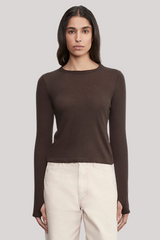 Enza Costa - Cashmere New Classic Long Sleeve Crew - DRKBROWN