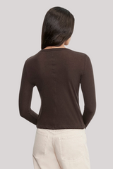 Enza Costa - Cashmere New Classic Long Sleeve Crew - DRKBROWN