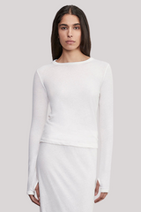 Enza Costa - Cashmere New Classic Long Sleeve Crew - WHITE