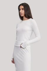 Enza Costa - Cashmere New Classic Long Sleeve Crew - WHITE