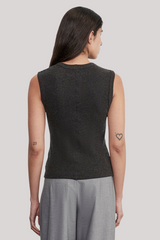 Enza Costa - Cashmere New Classic Sleeveless Crew - CHARCOAL