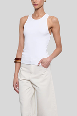 Enza Costa - Cotton Rib Boy Tank - WHITE