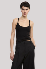 Enza Costa - Cotton Rib Cami Tank - BLACK