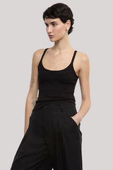 Enza Costa - Cotton Rib Cami Tank - BLACK