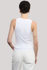 Enza Costa - Cotton Rib Scoop Tank - WHITE