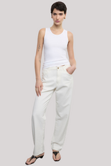 Enza Costa - Cotton Rib Scoop Tank - WHITE