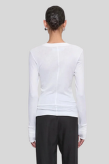 Enza Costa - Fine Cashmere Jersey Easy Cuffed Crew - WHITE