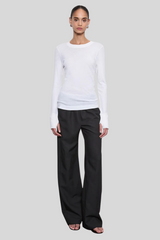 Enza Costa - Fine Cashmere Jersey Easy Cuffed Crew - WHITE