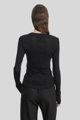 Enza Costa - Fine Cashmere Jersey Easy Cuffed U - BLACK