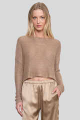 Enza Costa - Linen Open Knit Bateau Sweater - FLAX
