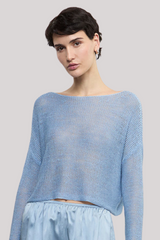 Enza Costa - Linen Open Knit Bateau Sweater - SKY