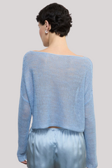 Enza Costa - Linen Open Knit Bateau Sweater - SKY