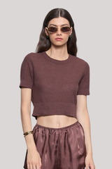 Enza Costa - Linen Open Knit Crop - CHOCOLAT