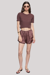 Enza Costa - Linen Open Knit Crop - CHOCOLAT