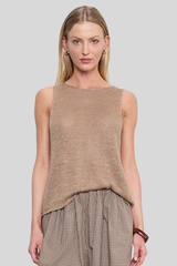 Enza Costa - Linen Open Knit Tank - FLAX