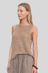 Enza Costa - Linen Open Knit Tank - FLAX