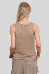 Enza Costa - Linen Open Knit Tank - FLAX