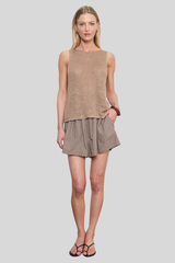 Enza Costa - Linen Open Knit Tank - FLAX