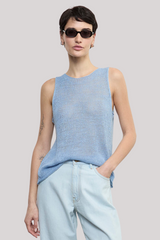 Enza Costa - Linen Open Knit Tank - SKY